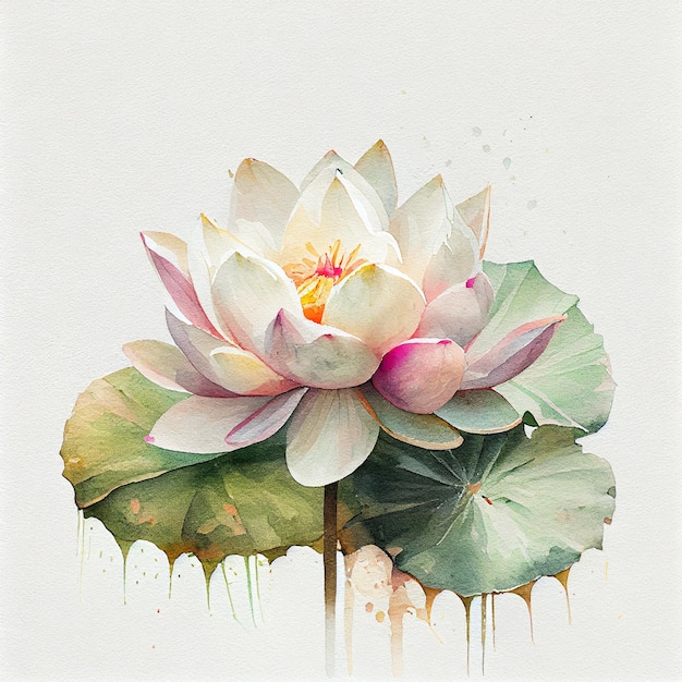 Abstract watercolor lotus flower Digital illustration AI