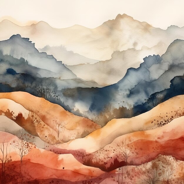 abstract watercolor minimalist landscape