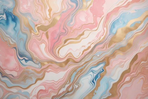 Abstract watercolor pain Soft pastel pink blue color and golden lines