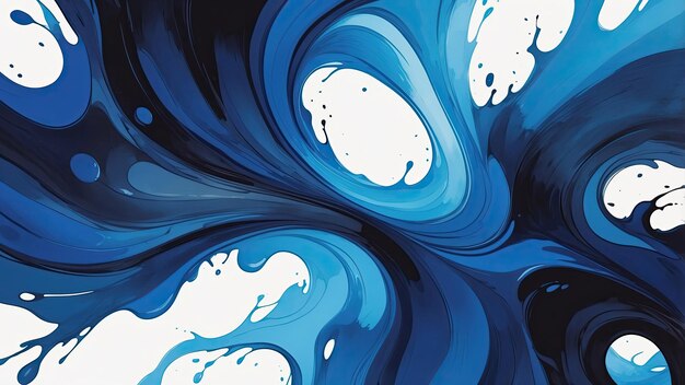 Photo abstract watercolor paint background in black and blue with liquid fluid texture for the background