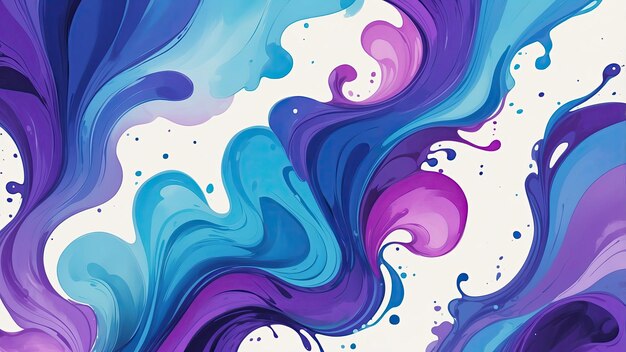 Photo abstract watercolor paint background in blue and purple with liquid fluid texture for the background