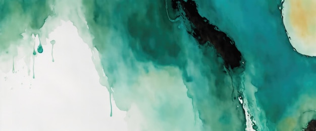 Abstract watercolor paint background by teal color Brown and green with liquid fluid texture