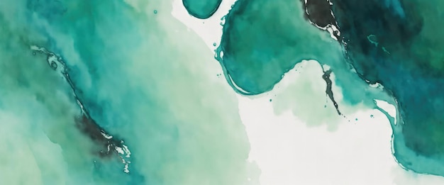 Abstract watercolor paint background by teal color Brown and green with liquid fluid texture