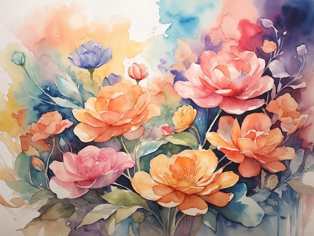 Abstract watercolor painted flower