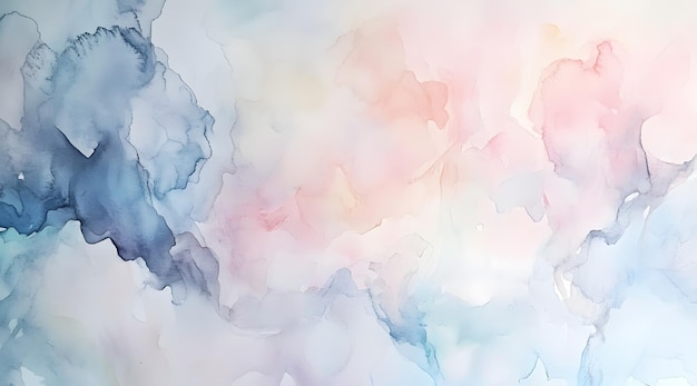 Photo abstract watercolor painting with blue pink and white swirls