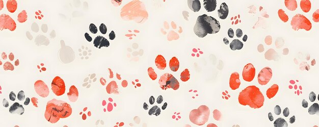 Abstract Watercolor Pattern of Animal Paw Prints