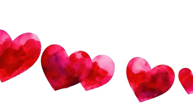 Abstract watercolor red pink heart background