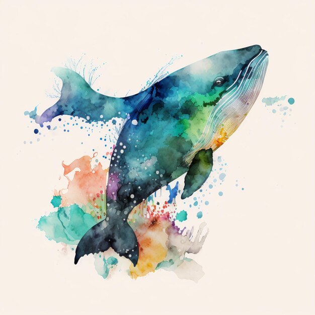 Abstract Watercolor Sea Animals Ocean Creatures