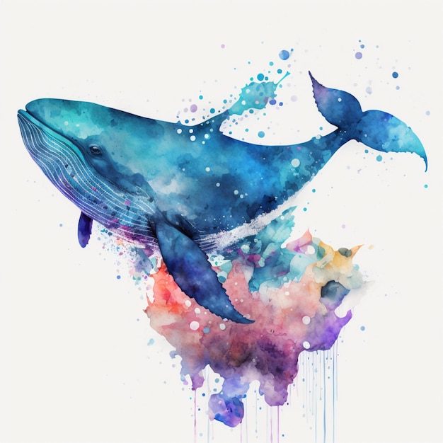 Abstract Watercolor Sea Animals Ocean Creatures