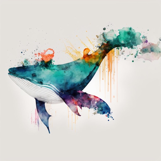 Abstract Watercolor Sea Animals Ocean Creatures