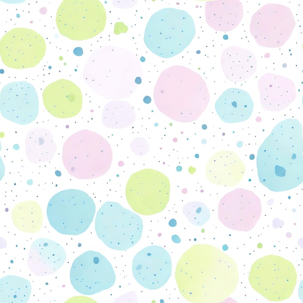 Abstract watercolor soap bubbles seamless background pastel colors and white background