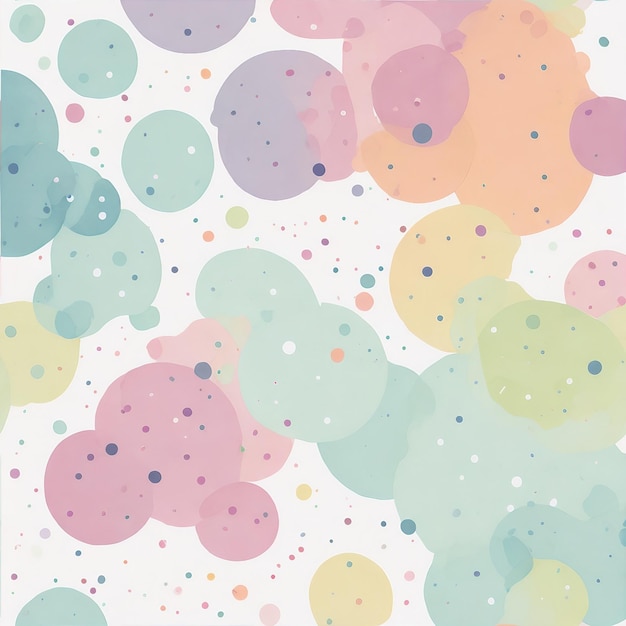 Abstract watercolor soap bubbles seamless background pastel colors and white background