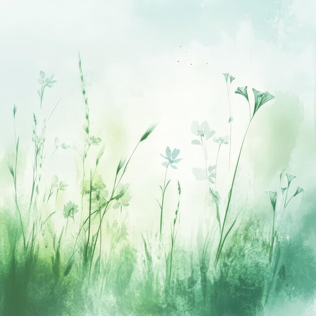 Photo abstract watercolor spring background with blurred florals