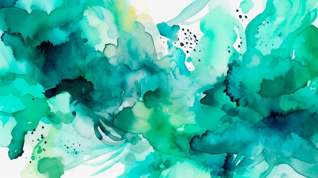 Abstract Watercolor Teal and Green Background Generative AI