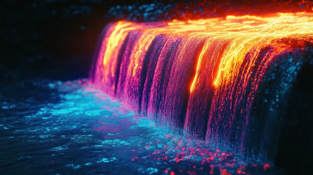 Photo abstract waterfall with neon light