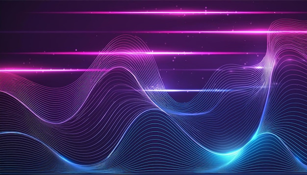 Abstract Wave background neon light glowing lines ultraviolet spectrum