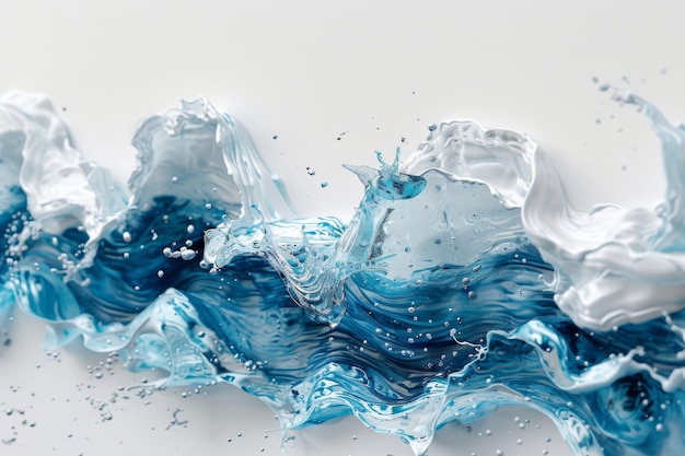 Abstract wave of blue and white paint