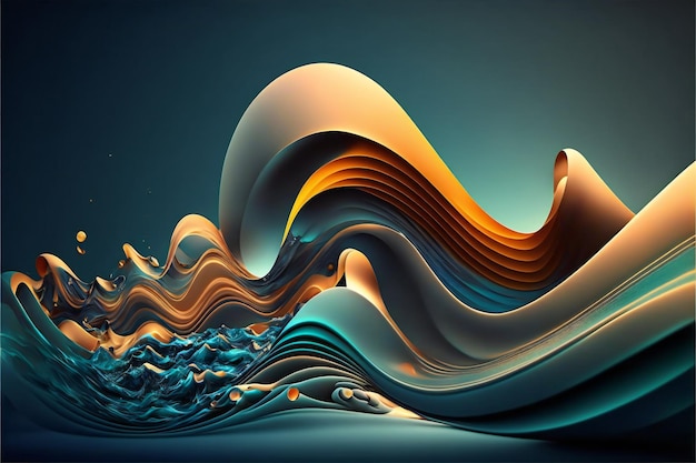 Abstract wave shapes creative digital illustration painting 3D illustration