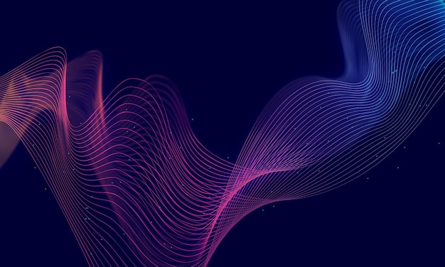 Abstract wave technology background with blue light smooth and flow