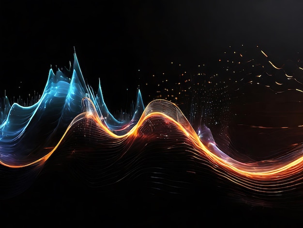 abstract waveform on black background ai generator