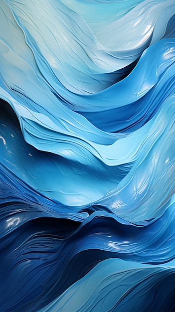 Abstract waves of blue paint form a captivating brushstrokes background Vertical Mobile Wallpaper