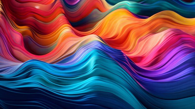 Abstract waves in bright and colorful style Generative AI