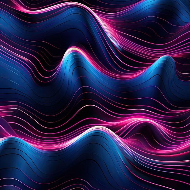 Abstract waves futuristic techno inspired seamless pattern