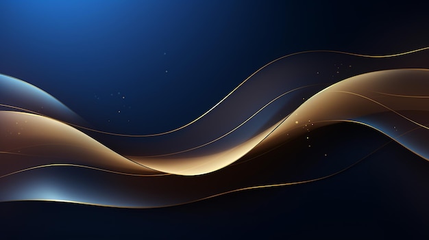 Abstract Waves of Gold in a Blue Symphony