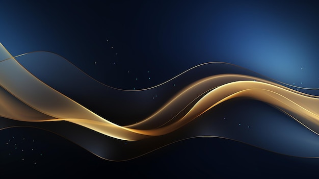 Abstract Waves of Gold in a Blue Symphony