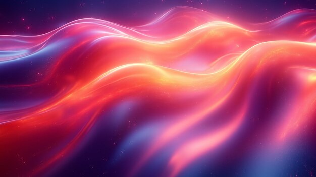 Photo abstract waves of vibrant colors flowing in a cosmic space with swirling patterns of light