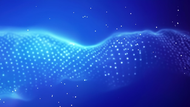 Abstract Waving Particle Technology Background Blurred in Blue