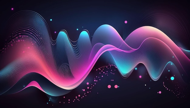 Abstract Waving Particle Technology Background Design Abstract wave moving dots flow particles hitech and big data background design