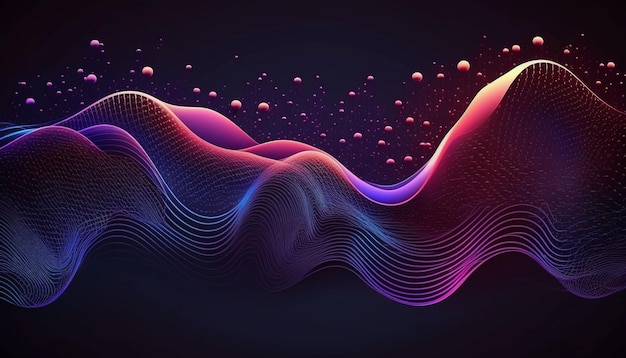 Abstract Waving Particle Technology Background Design Abstract wave moving dots flow particles hitech and big data background design