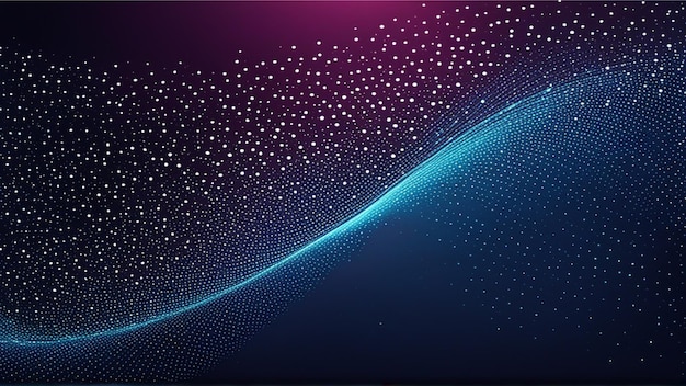 Abstract Waving Particle Technology Background Design HiTech Wave of Moving Dots Flow Particles