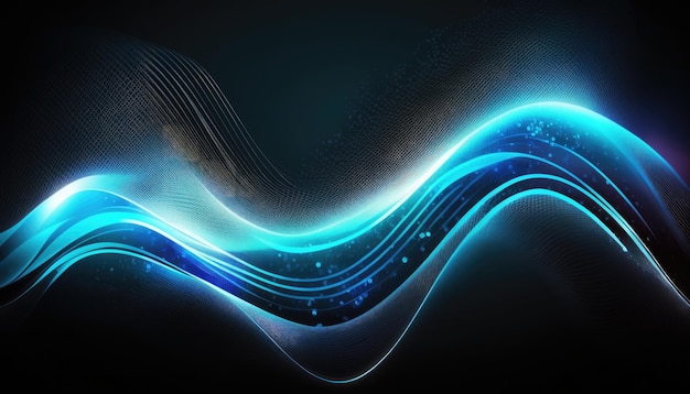 Abstract wavy curve technology background business connection lines dot digital with Generative Ai