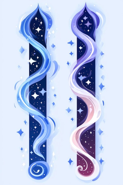 Abstract Wavy Design with Stars and Swirls