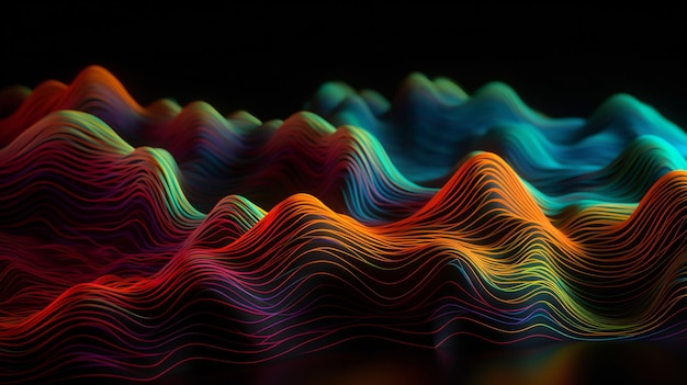 Abstract wavy lines in a digital composition