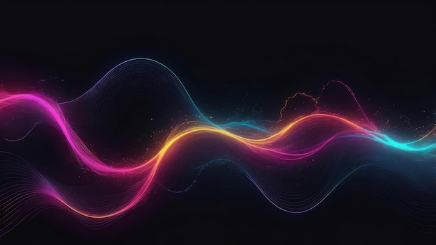 Abstract wavy lines in pink blue and yellow