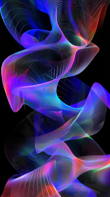 Abstract Wavy Lines in Vibrant Neon Colors