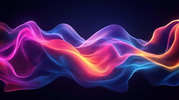 Abstract Wavy Lines in Vibrant Neon Colors