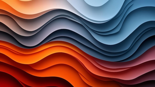 Photo abstract wavy paper layers in vibrant colors