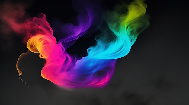 Abstract whiffs of multicolored transparent fume swirling