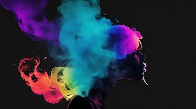 Abstract whiffs of multicolored transparent fume swirling