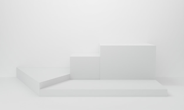 Abstract white background in studio room. 3D rendering.