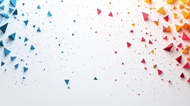 Photo abstract white background with colorful gradient triangles scattered