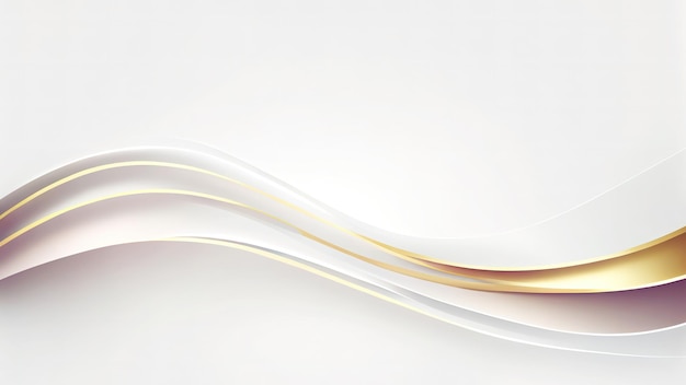 Abstract white background with golden wavy lines