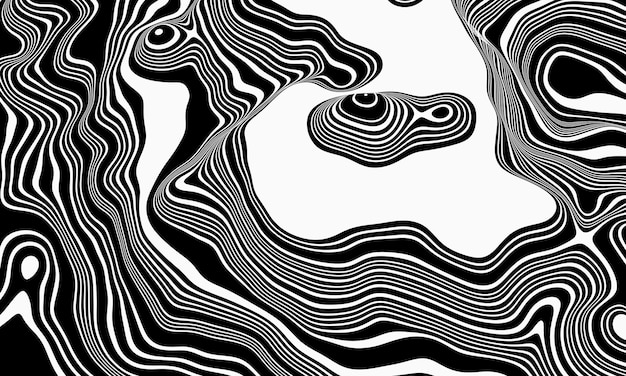 Abstract white contour lines on black background