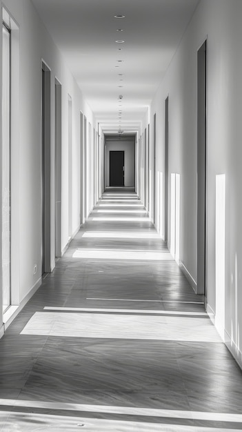 Photo abstract white corridor a minimalist hallway of receding white frames leading