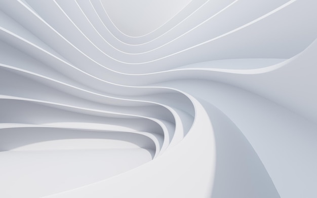 Abstract white curve geometry background 3d rendering