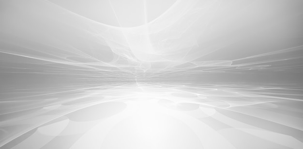 Abstract white futuristic background with fractal horizon